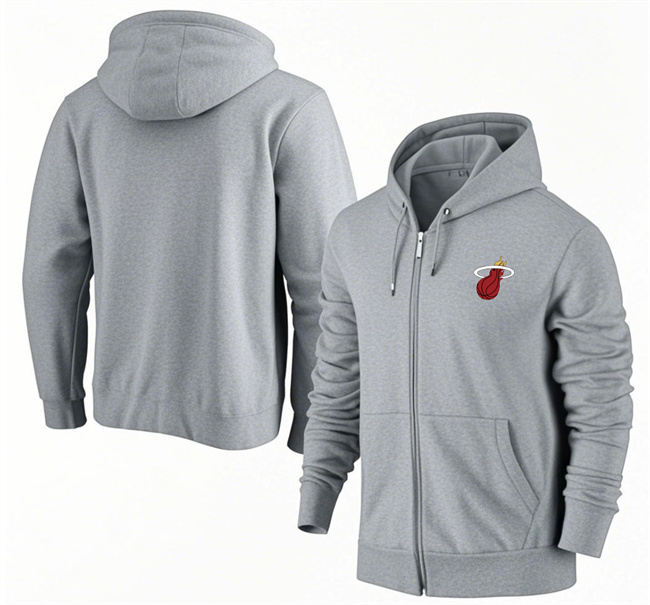 Men's Miami Heat Gray Primary Logo Full-Zip Hoodie